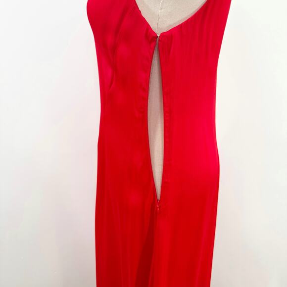 & Other Stories Satin Dress Red Midi Bias Cut Slip Party Holiday Cocktail Size 2 - Picture 7 of 15